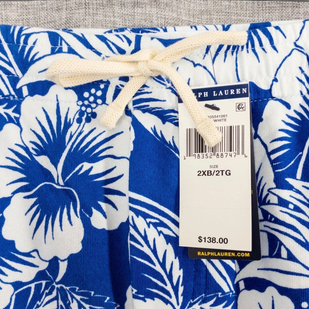 Polo Ralph Lauren Tropical Floral Spa Terry Shorts Men's 2XB Blue White NWT
